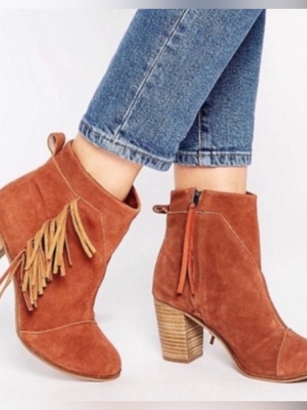 Toms Lunata Suede Ankle Boots with fringe 6